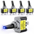 5pcs LED Toggle Switch ON OFF 12V 30A LED Lighted Metal SPST 3Pin Rocker Switch