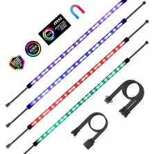 RGB LED Strip Lights PC Magnetic LED Light Strip 4pcs for PC Case M/B with 12V 4-pin RGB Headers Compatible with ASUS Aura Gigabyte Fusion MSI Mystic Motherboard