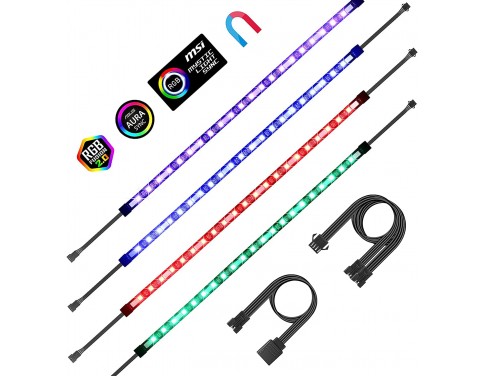 RGB LED Strip Lights PC Magnetic LED Light Strip 4pcs for PC Case M/B with 12V 4-pin RGB Headers Compatible with ASUS Aura Gigabyte Fusion MSI Mystic Motherboard