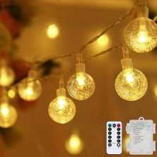 Globe String Lights Fairy Lights Battery Operated 16.4ft 50LED String Lights with Remote Waterproof Indoor Outdoor Hanging Lights Decorative Christmas Lights for Home Party Patio Garden Wedding