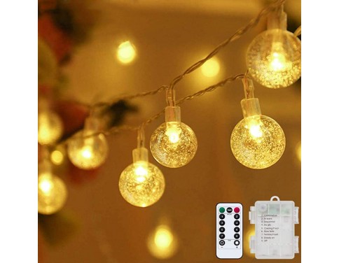 Globe String Lights Fairy Lights Battery Operated 16.4ft 50LED String Lights with Remote Waterproof Indoor Outdoor Hanging Lights Decorative Christmas Lights for Home Party Patio Garden Wedding