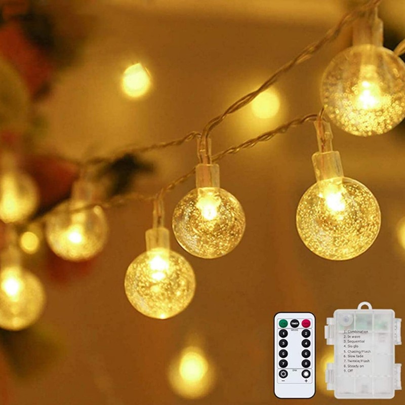  LOUIS CHOICE Battery and USB Powered Globe String Lights, 50  Decorative Globes, Warm String Lights for Bedroom, Garden, Christmas,  Holiday and Party, Remote Control, Waterproof and Dimmable, 16 ft : Home