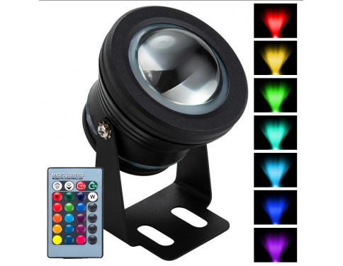 6-Pack Color Changing RGB IP68 LED Outdoor Spot Light I 12 Volt 10 Watt 12" Wire