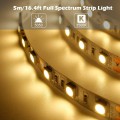 Advanced Full Spectrum CRI97 LED Strip Light, Natural Sunlike Spectrum, SMD 5050 300LEDs 16.4Ft/5M Warm White 3000K-3500K DC12V 72W, Waterproof