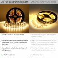 Advanced Full Spectrum CRI97 LED Strip Light, Natural Sunlike Spectrum, SMD 5050 300LEDs 16.4Ft/5M Warm White 3000K-3500K DC12V 72W, Waterproof