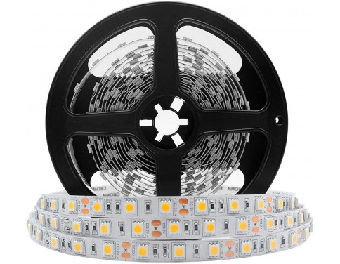 Advanced Full Spectrum CRI97 LED Strip Light, Natural Sunlike Spectrum, SMD 5050 300LEDs 16.4Ft/5M Warm White 3000K-3500K DC12V 72W, Waterproof