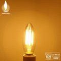 LED Filament Candelabra Bulb, 4.5W (60W Equiv.), UL-listed Vintage Style E12 Lamp Bulb, 2700K Soft White, 360° Beam Angle