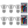 6 PACK 3W Multi-Color E26 LED Bulbs, Dimmable RGB Spotlight Bulbs with 2 Remote Controllers, Color Changing Reflector, LED Mood Light Bulbs, for General, Decorative, Accent Lighting - Silver