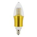 SWEETY STYLE 9 Watt Soft White 3000K B35 E12 Base LED Light Bulbs,70W-75W Incandescent Replacement,360 Omni-direction Candelabra 810 Lumens,3 Layers Torpedo Shape, Blunt Tip Plastic Cover,Golden Alumium Lamp Body