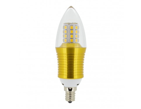 SWEETY STYLE 9 Watt Soft White 3000K B35 E12 Base LED Light Bulbs,70W-75W Incandescent Replacement,360 Omni-direction Candelabra 810 Lumens,3 Layers Torpedo Shape, Blunt Tip Plastic Cover,Golden Alumium Lamp Body
