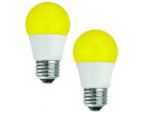 40 Watt Equivalent, 2-Pack LED Yellow Bug Light Bulbs, Non-Dimmable,