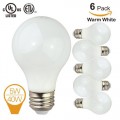 6-Pack 5W LED Light Bulbs, Equivalent to 40W, E26 Base, A19 Bulb, 500 Lumen, Warm White 3000 Kelvin ideal for Living Rooms, Bedrooms and Recreation Rooms