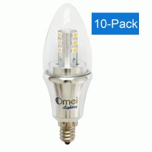 10-Pack LED E12 Daylight 60W Equivalent Candelabra LED - 6W LED 450 Lumens Round-top Candelabra Bulb Natural White 4000K Bulb