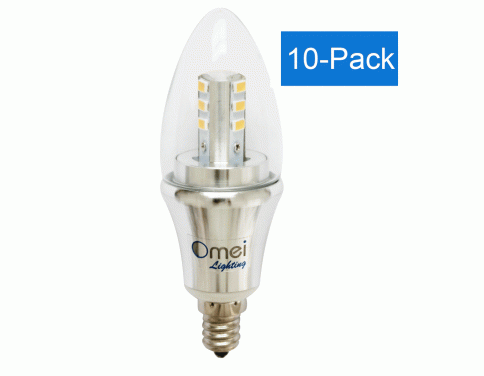 10-Pack LED E12 Daylight 60W Equivalent Candelabra LED - 6W LED 450 Lumens Round-top Candelabra Bulb Natural White 4000K Bulb