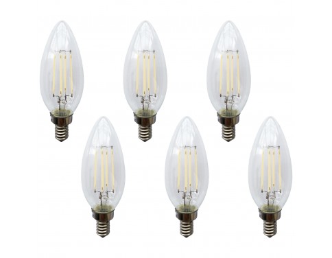 40W Equivalent Clear 4W LED Dimmable Candelabra 6-Pack