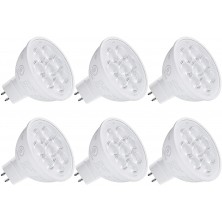 MR16 LED Bulbs, 50W Halogen Equivalent, GU5.3 Bi-Pin Base, 550lm 12V 6.5W Spotlight Bulb, UL Listed, 3000K Warm White, for Recessed Light, Track Lighting, Pack of 6