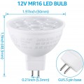 MR16 LED Bulbs, 50W Halogen Equivalent, GU5.3 Bi-Pin Base, 550lm 12V 6.5W Spotlight Bulb, UL Listed, 3000K Warm White, for Recessed Light, Track Lighting, Pack of 6