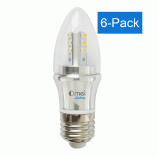 6-Pack Dimmable 60w E26 medium base 6w led chandelier light bulbs bullet top incandescent candle bulb