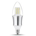3-Pack SWEETY STYLE 9 Watt Soft White 3000K B35 E12 Base LED Light Bulbs,70W-75W Incandescent Replacement,360 Omni-direction Candelabra 810 Lumens,3 Layers Torpedo Shape, Blunt Tip Plastic Cover,Silver Alumium Lamp Body