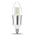 SWEETY STYLE 9 Watt Daylight White 6000K B35 E12 Base LED Light Bulbs,70W-75W Incandescent Replacement,360 Omni-direction Candelabra 810 Lumens,3 Layers Torpedo Shape, Blunt Tip Plastic Cover,Silver Alumium Lamp Body