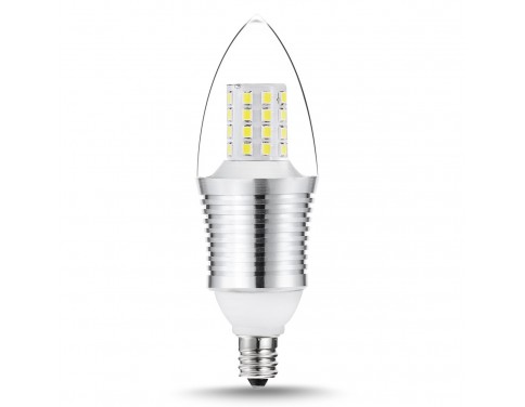 SWEETY STYLE 9 Watt Daylight White 6000K B35 E12 Base LED Light Bulbs,70W-75W Incandescent Replacement,360 Omni-direction Candelabra 810 Lumens,3 Layers Torpedo Shape, Blunt Tip Plastic Cover,Silver Alumium Lamp Body