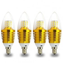 LED Candelabra Light Bulbs, 7-Watt, 60w Equivalent Replacement(560 lumens), E12 Candle Base, Warm White(2700K-3000K), Torpedo Lens, Golden Color Clear Glass Cover 4pcs/Pack