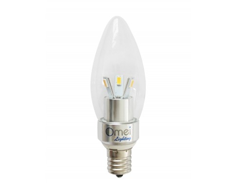 Dimmable LED E17 Base 3w Daylight White 4000k-4250k Bullet Top Intermediate Small Edison Screw Bulb