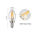 1W LED Filament C7 Night Light Bulb, 2700K Warm White 110LM, E12 Candelabra Base Lamp C7 Mini Torpedo Shape, 11W Incandescent Replacement, 360° Beam Angle, Non-dimmable, 2 Pack