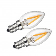 1W LED Filament C7 Night Light Bulb, 2700K Warm White 110LM, E12 Candelabra Base Lamp C7 Mini Torpedo Shape, 11W Incandescent Replacement, 360° Beam Angle, Non-dimmable, 2 Pack
