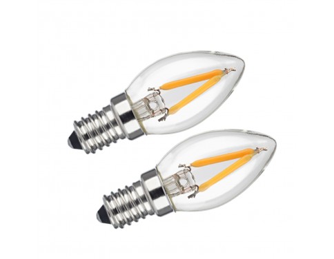 1W LED Filament C7 Night Light Bulb, 2700K Warm White 110LM, E12 Candelabra Base Lamp C7 Mini Torpedo Shape, 11W Incandescent Replacement, 360° Beam Angle, Non-dimmable, 2 Pack