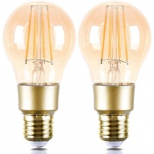 2-Pack Smart Edison Light Bulb, A19 WiFi Dimmable and Tunable White Antique Vintage Edison LED Smart Filament Bulb, 2200K-6500K, E26 8W (60W Equivalent), Work with Alexa and Google Home