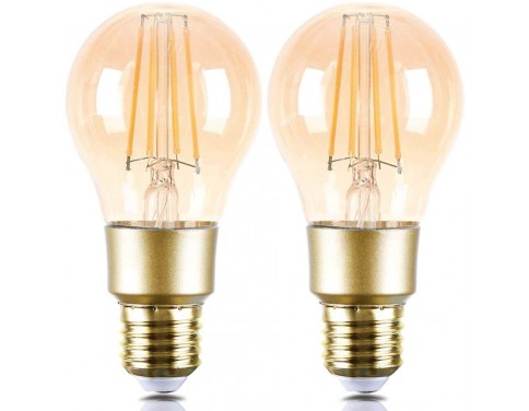 2-Pack Smart Edison Light Bulb, A19 WiFi Dimmable and Tunable White Antique Vintage Edison LED Smart Filament Bulb, 2200K-6500K, E26 8W (60W Equivalent), Work with Alexa and Google Home