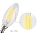 6-Pack 4W LED Filament Candle Light Bulb,2700K Warm White 400LM,E12 Candelabra Base Lamp C35 Bullet Top,40W Incandescent Replacement
