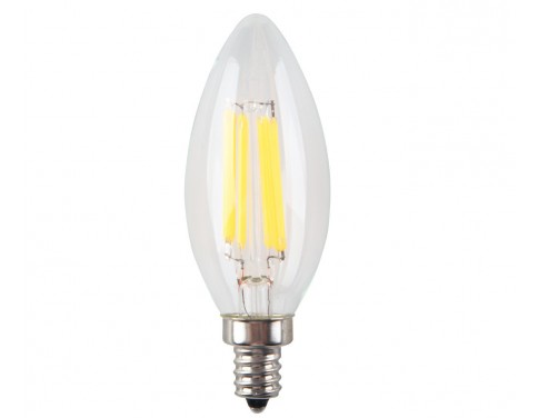 6W Non Dimmable LED Filament Candle Light Bulb,2700K Warm White 600LM,E12 Candelabra Base Lamp C35 Bullet Top,60W Incandescent Replacement