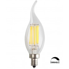 6-Pack 6W Dimmable LED Filament Candle Light Bulb,Cool White 6000K,600LM,E12 Candelabra Base Lamp C35 Bent Tip,60W Incandescent Replacement