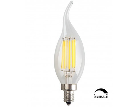 6-Pack 6W Dimmable LED Filament Candle Light Bulb,Daylight White 4000K,600LM,E12 Candelabra Base Lamp C35 Bent Tip,60W Incandescent Replacement