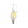 6-Pack 6W Dimmable LED Filament Candle Light Bulb,Daylight White 4000K,600LM,E12 Candelabra Base Lamp C35 Bent Tip,60W Incandescent Replacement