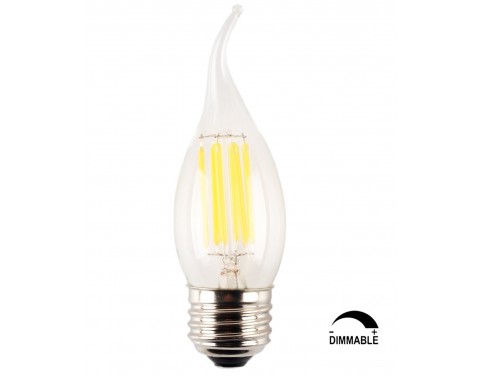 6W Dimmable LED Filament Candle Light Bulb,E26 Base Chandelier Lamp,6000K Daylight White 700LM,C35 Shape Bnt Tip,70W Equivalent,360° Beam Angle