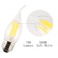 6-Pack 6W Dimmable LED Filament Candle Light Bulb,E26 Base Chandelier Lamp,6000K Daylight White 700LM,C35 Shape Bnt Tip,70W Equivalent,360° Beam Angle