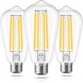 E27 LED Filament Bulbs 15W, 400LM, Equivalent to 140W, ST64 ES Candle Bulb,Warm White 2700K, 330 Degree Beam Angle, Non Dimmable, Perfect Used for Indoor Decoration, 3 Pack [Energy Class A+]