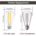 E27 LED Filament Bulbs 15W, 400LM, Equivalent to 140W, ST64 ES Candle Bulb,Warm White 2700K, 330 Degree Beam Angle, Non Dimmable, Perfect Used for Indoor Decoration, 3 Pack [Energy Class A+]