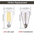 E27 LED Filament Bulbs 15W, 400LM, Equivalent to 140W, ST64 ES Candle Bulb,Warm White 2700K, 330 Degree Beam Angle, Non Dimmable, Perfect Used for Indoor Decoration, 3 Pack [Energy Class A+]