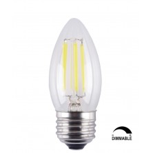 6-Pack 6W Dimmable LED Filament Candle Light Bulb,E26 Base Chandelier Lamp,3200K Soft White 700LM,C35 Shape Bullet Top,70W Equivalent,360° Beam Angle