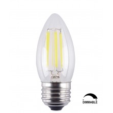 6W Dimmable LED Filament Candle Light Bulb,E26 Base Chandelier Lamp,3200K Soft White 700LM,C35 Shape Bullet Top,70W Equivalent,360° Beam Angle