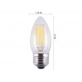 6-Pack 6W Dimmable LED Filament Candle Light Bulb,E26 Base Chandelier Lamp,Daylight 6000K Cool White 700LM,C35 Shape Bullet Top,70W Equivalent,360° Beam Angle