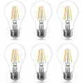 E27 Screw Bulb, Vintage Light Bulbs 60W Equivalent, 4W Warm White 2700K LED Filament Bulb, 400lm Edison Screw Energy Saving Lightbulb, Pack of 6