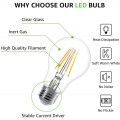 E27 Screw Bulb, Vintage Light Bulbs 60W Equivalent, 4W Warm White 2700K LED Filament Bulb, 400lm Edison Screw Energy Saving Lightbulb, Pack of 6