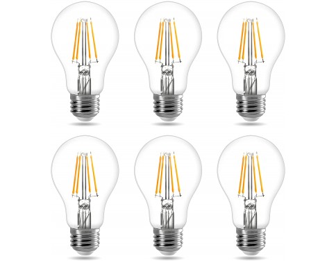 E27 Screw Bulb, Vintage Light Bulbs 60W Equivalent, 4W Warm White 2700K LED Filament Bulb, 400lm Edison Screw Energy Saving Lightbulb, Pack of 6