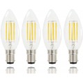 4 Pack B15 B15d LED Candle Light Bulb C35 4W SBC Clear Filament LED Bulb,Small Bayonet Cap,400LM 40W Incandescent Equivalent,2700K Warm White,Non-Dimmable[Energy Class A+]