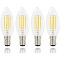 4 Pack B15 B15d LED Candle Light Bulb C35 4W SBC Clear Filament LED Bulb,Small Bayonet Cap,400LM 40W Incandescent Equivalent,2700K Warm White,Non-Dimmable[Energy Class A+]